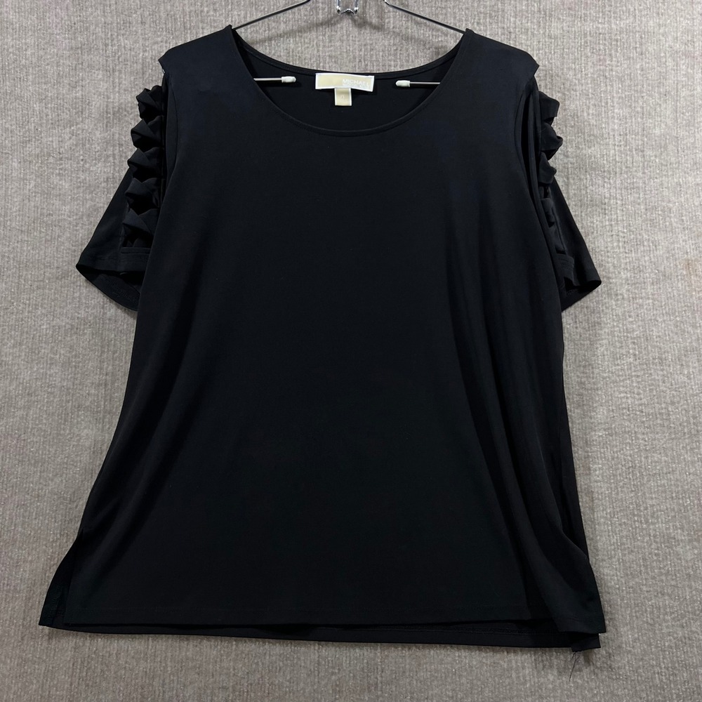 MICHAEL Michael Kors Black Cutout Sleeve Cold Shoulder Tunic Top XL